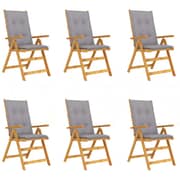 vidaXL Folding Garden Chairs 6 pcs with Cushions Solid Acacia Wood vidaXL Folding Garden Chairs 6 pcs with Cushions Solid Acacia Wood