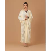 Pure Silk Cream Pleated Sleeves Abaya