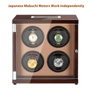 CHIYODA Winder Four Men's And Women's Automatic Watch With Quad Mabuchi Motor, LCD Digital Display And High Gloss Brown