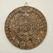 Novica Light Brown Archaeological Theme Ceramic Advent Calendar Plaque, Honey Aztec Sun Stone'