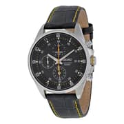 Seiko Chronograph Black Leather Analog Watch For Men SNDC89P2
