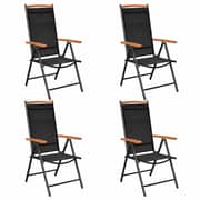 vidaXL Folding Garden Chairs 4 pcs Aluminium and Textilene Black vidaXL Folding Garden Chairs 4 pcs Aluminium and Textilene Black