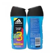 Adidas Team Five Shower Gel For Hair Face And Body with Energizing Menthol 250ml Pack 0f 2