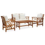 vidaXL 4 Piece Garden Lounge Set with Cushions Solid Acacia Wood vidaXL 4 Piece Garden Lounge Set with Cushions Solid Acacia Wood