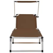 vidaXL Folding Sun Lounger with Roof Aluminium and Textilene Brown vidaXL Folding Sun Lounger with Roof Aluminium and Textilene Brown