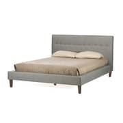 Lily Modern Button Tufted Platform Bed King with Mattress Grey Lily Modern Button Tufted Platform Bed King with Mattress Grey