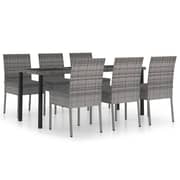 Vidaxl 7 Piece Garden Dining Set Poly Rattan Grey