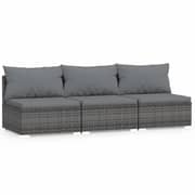 vidaXL 3-Seater Sofa with Cushions Grey Poly Rattan vidaXL 3-Seater Sofa with Cushions Grey Poly Rattan