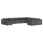 vidaXL 10 Piece Garden Lounge Set with Cushions Poly Rattan Grey