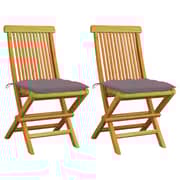 vidaXL Garden Chairs with Grey Cushions 2 pcs Solid Teak Wood vidaXL Garden Chairs with Grey Cushions 2 pcs Solid Teak Wood