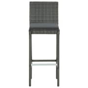vidaXL Garden Bar Stools with Cushions 2 pcs Grey Poly Rattan