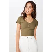 Cotton On Lylah Henley Short Sleeve Top Green Extra Small Cotton On Lylah Henley Short Sleeve Top Green Extra Small