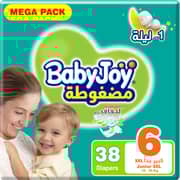 Babyjoy Compressed Diamond Pad Diaper, Mega Pack Junior Xxl Size 6, Count 38, 16+ Kg Babyjoy Compressed Diamond Pad Diaper, Mega Pack Junior Xxl Size 6, Count 38, 16+ Kg