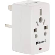 Narken Multi Function Adapter 1-3 Way Uk Plug To Uk 3 Square Pin+europe Type C Plug 2 Round Pin/us Type A Plug 2 Pin Converter Socket, With Fuse And Indicate Light Max13a, 250v 1 Unit