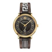 Versace V Circle Black Leather Men Watch VEBQ01619