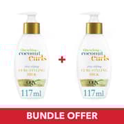 OGX Hair Milk Quenching + Coconut Curls Frizz-Defying Curl Styling Milk 177ml - Pack of 2 Pieces (Bundle Offer) OGX Hair Milk Quenching + Coconut Curls Frizz-Defying Curl Styling Milk 177ml - Pack of 2 Pieces (Bundle Offer)