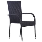 Vidaxl 7 Piece Garden Dining Set Poly Rattan Black