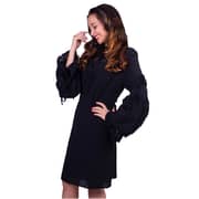 ELVI Black Flora Full-Sleeved Mini Shift Dress Size 20 ELVI Black Flora Full-Sleeved Mini Shift Dress Size 20