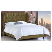 Tufted Linen Uphosltered Wingback King Bed without Mattress Olive Tufted Linen Uphosltered Wingback King Bed without Mattress Olive