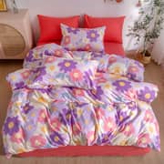 Deals For Less Luna Home - Without Filler 6 Pieces Queen/double Size, Flower Design Purple Color, Bedding Set Deals For Less Luna Home - Without Filler 6 Pieces Queen/double Size, Flower Design Purple Color, Bedding Set