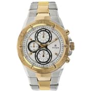 Titan, 9308BM01, Mens Watch Octane Collection Analog, White & Black Dial Silver & Gold Stainless Band Titan, 9308BM01, Mens Watch Octane Collection Analog, White & Black Dial Silver & Gold Stainless Band