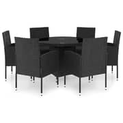 vidaXL 7 Piece Garden Dining Set Poly Rattan Black