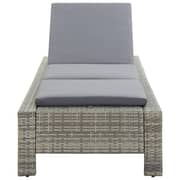 vidaXL Sunbed with Cushion Grey Poly Rattan vidaXL Sunbed with Cushion Grey Poly Rattan