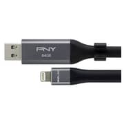 PNY Duo Link 3.0 for Apple devices Cable Design - OTG Flash Drive 64GB Black