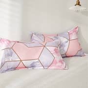 Luna Home King Size 6 Pieces Bedding Set Without Filler, Pink Geometric Marble Design Luna Home King Size 6 Pieces Bedding Set Without Filler, Pink Geometric Marble Design