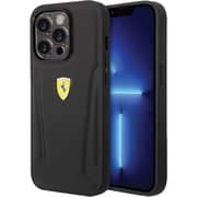 Ferrari Leather Case Black With Hot Stamped Sides iPhone 14 Pro Max