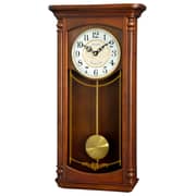 Rhythm Wall Clock CMJ581NR06 Analog White Dial Brown Wooden Case Pendulum Decor Clock Antique & Classic Series