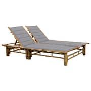 vidaXL 2-Person Sun Lounger with Cushions Bamboo vidaXL 2-Person Sun Lounger with Cushions Bamboo