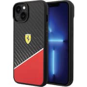Ferrari Bimaterial Carbon Case Red With Silver Stripe iPhone 14 Plus