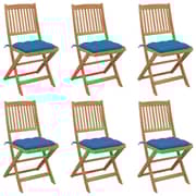 vidaXL Folding Garden Chairs 6 pcs with Cushions Solid Acacia Wood vidaXL Folding Garden Chairs 6 pcs with Cushions Solid Acacia Wood