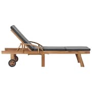 vidaXL Sun Lounger with Cushion Solid Teak Wood Dark Grey