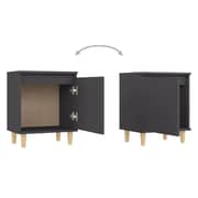 vidaXL Bed Cabinet with Solid Wood Legs Grey 40x30x50 cm vidaXL Bed Cabinet with Solid Wood Legs Grey 40x30x50 cm