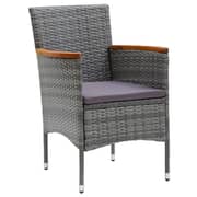 vidaXL 9 Piece Garden Dining Set with Cushions Poly Rattan Grey vidaXL 9 Piece Garden Dining Set with Cushions Poly Rattan Grey