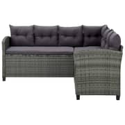 vidaXL 6 Piece Garden Lounge Set with Cushions Poly Rattan Grey vidaXL 6 Piece Garden Lounge Set with Cushions Poly Rattan Grey
