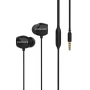 Promate Wired Earphones with Mic, Silicone Buds and 3.5mm Tangle-Free Cord, Presto.Black