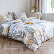 Luna Home Queen/double Size 6 Pieces Bedding Set Without Filler, Beautiful White Ash Leaves Design Luna Home Queen/double Size 6 Pieces Bedding Set Without Filler, Beautiful White Ash Leaves Design