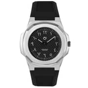 ساعة نون مونتر فضية غير لامعة سوداء / مطاط فضي / فولاذ للجنسين