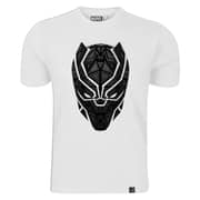 Marvel Pattern Black Panther Men's Round Neck T-shirt White Medium