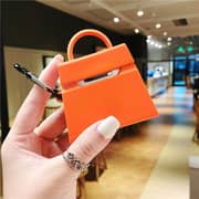 Super Elegent Extraordinary Hand Bag Design Air pods Cover 1/2 Fashion Reticule Wireless Earphone Protector Soft Silicone Shockproof Accessories (Handbag Orange)