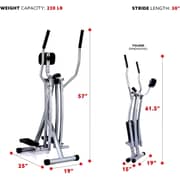 ULTIMAX Air Walk Trainer Elliptical Machine Glider w/LCD Monitor, 220 LB Max Weight and 30 Inch Stride Air Walker Cardio Elliptical Machine