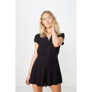 Cotton On Woven Aria Short Sleeve Playsuit Black Extra Small