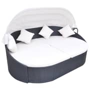 Vidaxl Outdoor Lounge Bed With Canopy Poly Rattan Black Vidaxl Outdoor Lounge Bed With Canopy Poly Rattan Black