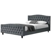 Chesterfield Linen or Velvet Bed Frame Queen Bed with Mattress Black
