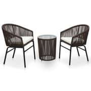 Vidaxl 3 Piece Bistro Set With Cushions Pvc Rattan Brown