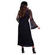ELVI Black Pandora Pleated Midi Dress with Lace Inserts Size 14