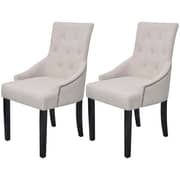vidaXL Dining Chairs 2 pcs Cream Grey Fabric vidaXL Dining Chairs 2 pcs Cream Grey Fabric